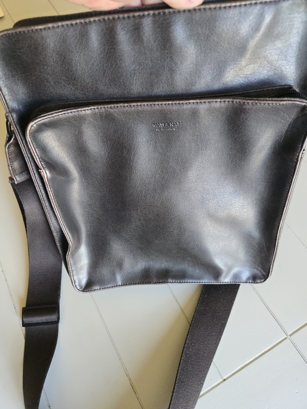 MATT & NAT Dark Brown Vegan Leather Crossbody Messenger Bag